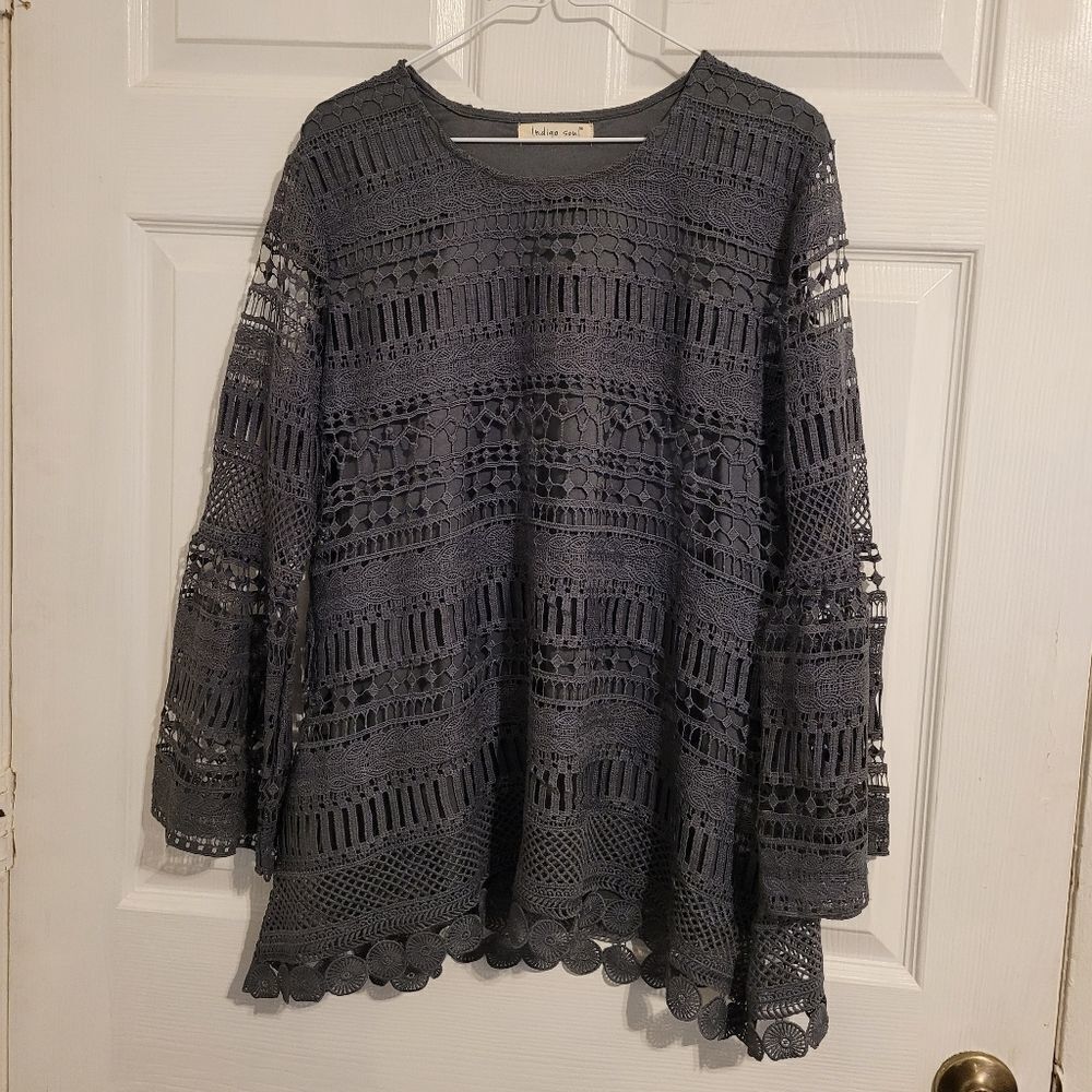 ‎Indigo soul open laced top